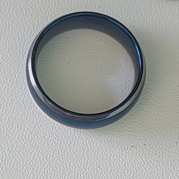 Tungsten Carbide Domed Wedding Band Sz 12-Beautiful Deep Blue & Silver-Like New! - Picture 11 of 12